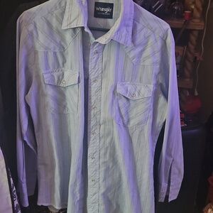 Mens wrangler western shirt light blue stripes